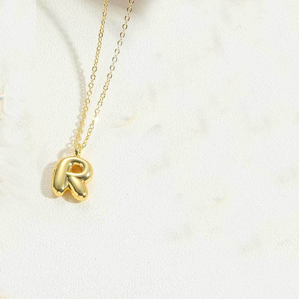 14K Gold Plated Copper Initial Pendant Necklace