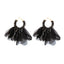 1 Pair Ethnic Style Flower Chiffon Pleated Inlay Beads Women'S Earrings