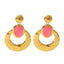 1 Pair IG Style Retro Classic Round 18K Gold Plated Stainless Steel Natural Stone Drop Earrings