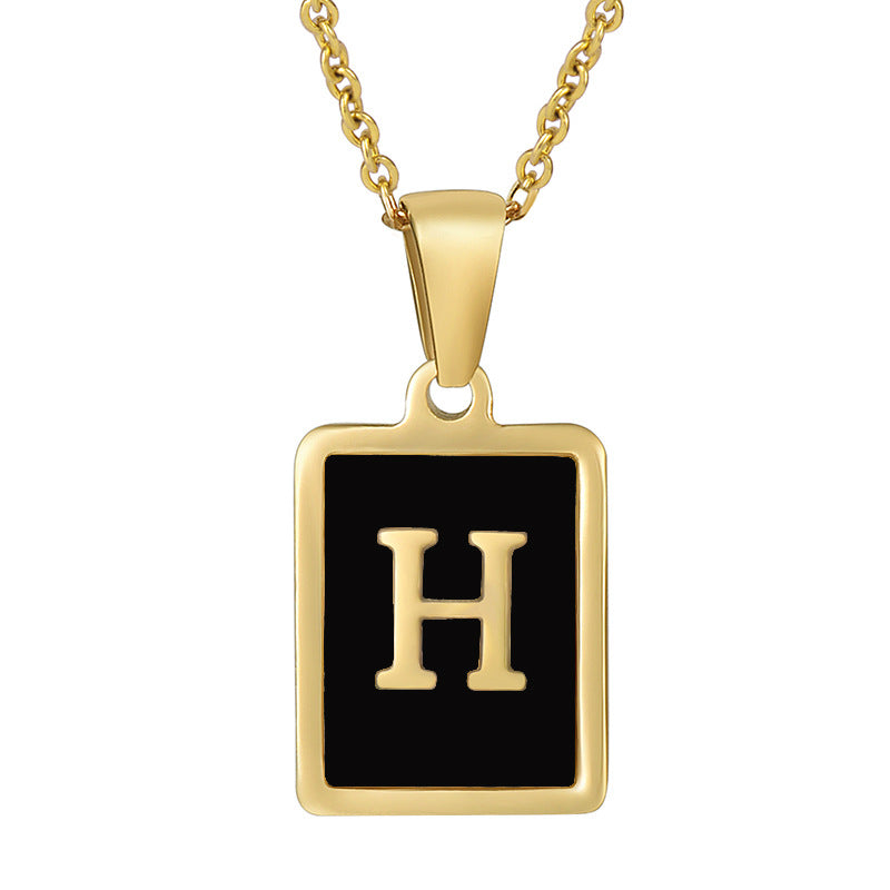 Fashion Letter Square Stainless Steel Titanium Steel Plating Pendant Necklace 1 Piece