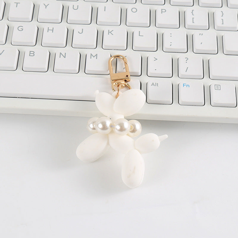 Cute Cartoon Balloon Dog Pearl Keychain Pendant