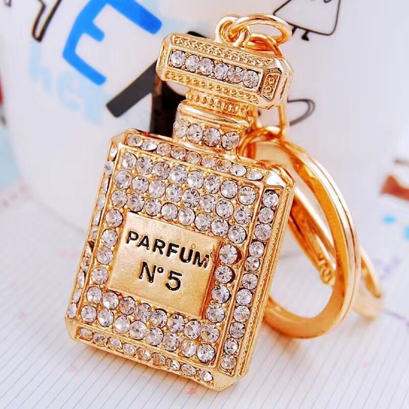 Cute Bow Knot Perfume Bottle Pearl Keychain for Women