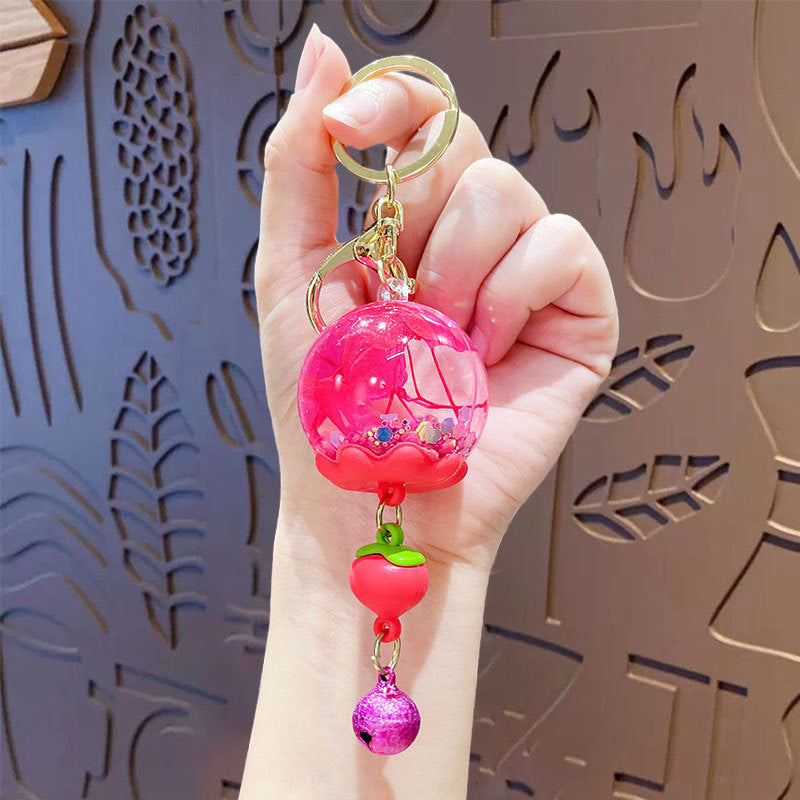 Cartoon Petal Acrylic Keychain with Wind Chime Pendant for Bags and Cars