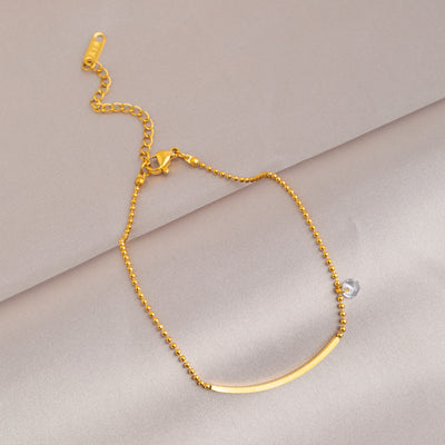 Simple Heart & Butterfly Resin Titanium Steel Anklet - 18k Gold Plated Trendy Women's Jewelry 2024