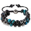 Geometric Blue Tiger Eye & Black Agate Double Layer Handmade Bracelet