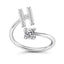 Fashion Adjustable Silver Zircon Letter Ring