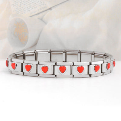 Stainless Steel Leaf Crown Flower Heart Gemstone Modular Bracelet