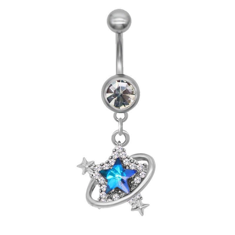 1 Piece Belly Rings Elegant Sexy Moon Butterfly 316 Stainless Steel  Alloy Plating Inlay Acrylic Rhinestones Zircon White Gold Plated