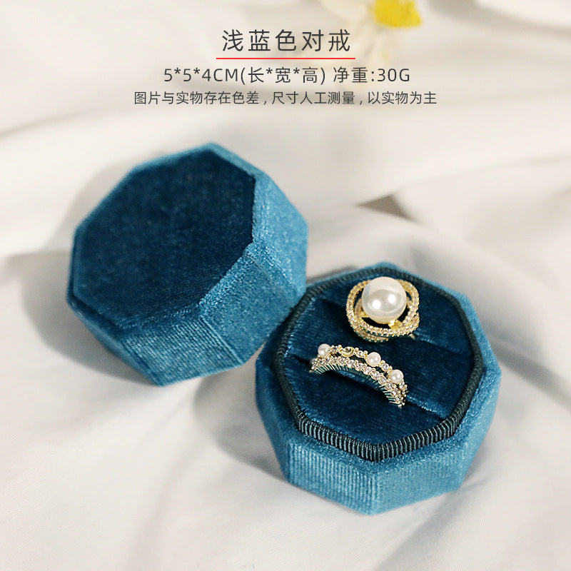 Elegant Solid Color Velvet Jewelry Ring and Earring Storage Box