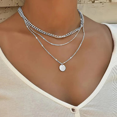 Simple Style Layered Sequin Pendant Necklace for Women