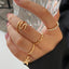 Diamond Butterfly Retro Pentagram Gold Plated Ring Set - 5 Pieces, Multiple Designs