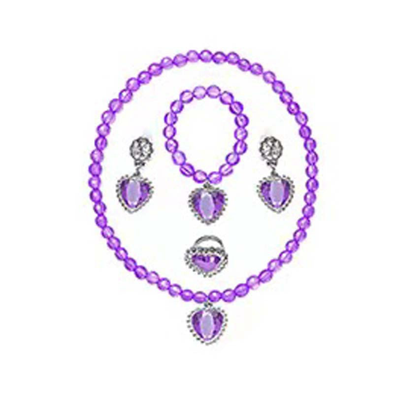 Factory Spot Frozen Princess Aisha Girl Dress-up Jewelry Diamond Necklace Bracelet Ring Earrings Set