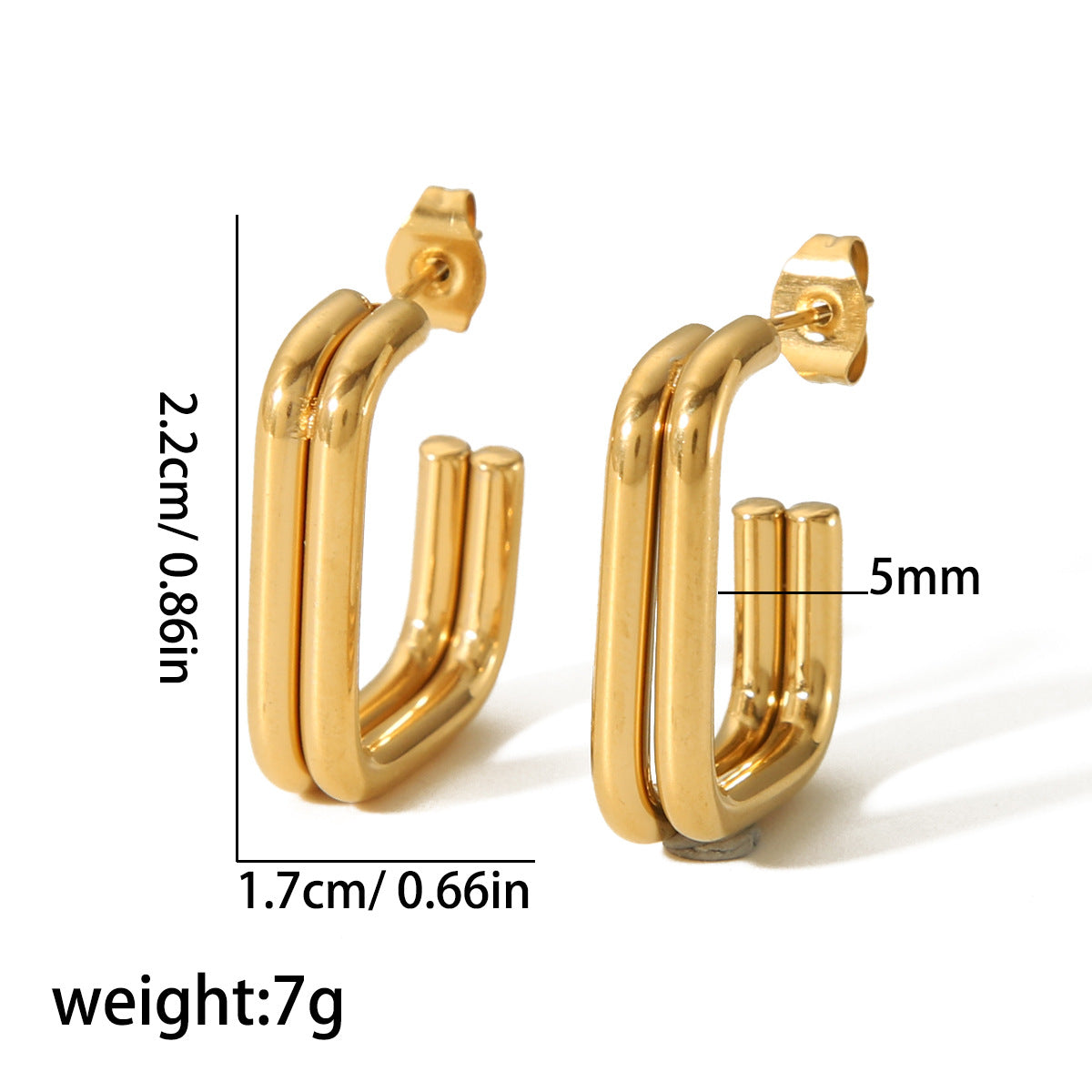 1 Pair Simple Style U Shape Plating 304 Stainless Steel 18K Gold Plated Ear Studs