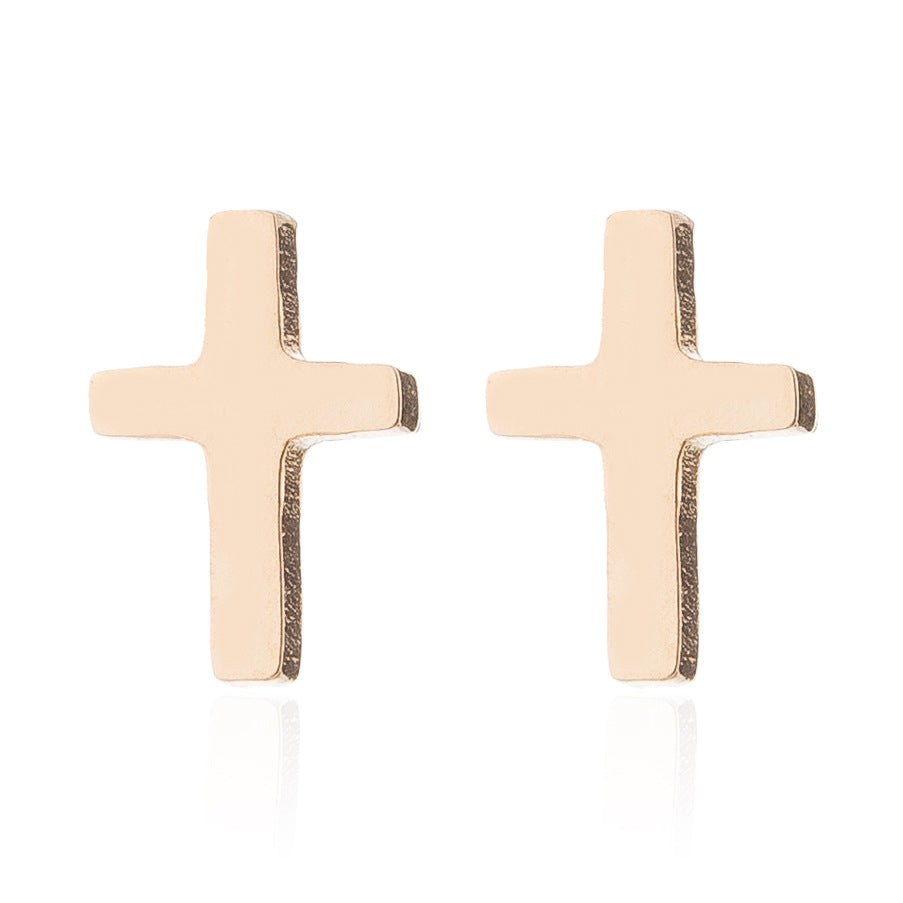 Simple Cross Stainless Steel Stud Earrings for Women and Men