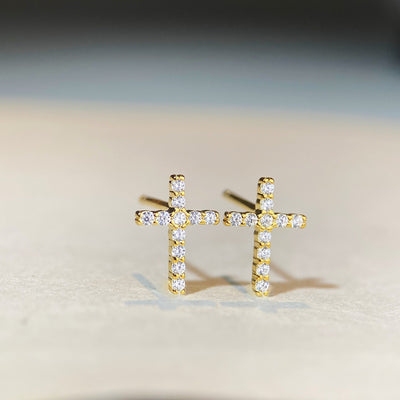 1 Pair Sterling Silver Moissanite Cross Inlay Hip Hop Earrings