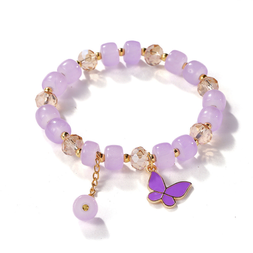 Cartoon Rhombus Butterfly Crystal Beaded Bracelet for Women and Kids