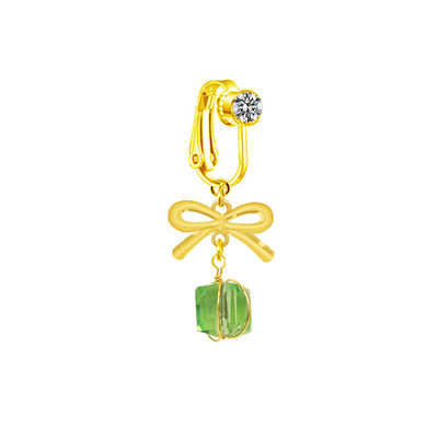 Vintage Style Bow Knot Belly Ring - 316 Stainless Steel with Rhinestones and Gold Plating