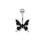 Butterfly Belly Button Ring 316 Stainless Steel with Rhinestones and Resin Inlay