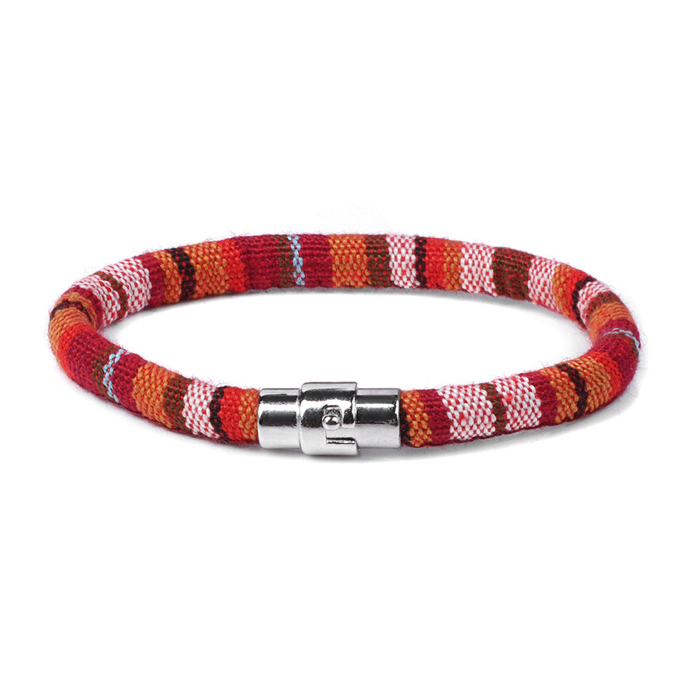 Bohemian Geometric Colorful Fabric Unisex Magnetic Bracelet