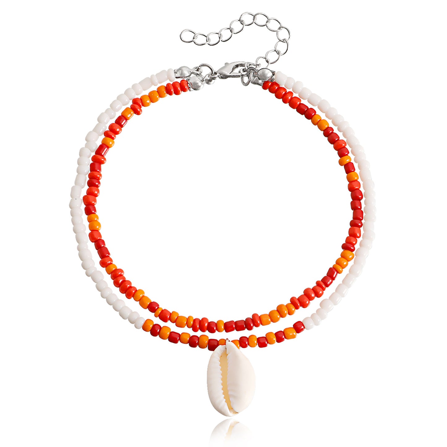 Bohemian Double Layer Colorful Beaded Shell Beach Anklet