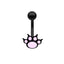 Punk Animal Paw Print Skull Belly Ring - Stainless Steel with Rhinestones and Enamel Plating