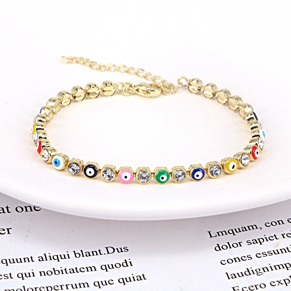 European Fashion Copper Chain Zircon Evil Eye Bracelet