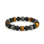 Fashion Adjustable Black Matte Woven Bracelet with Tiger Eye Stone