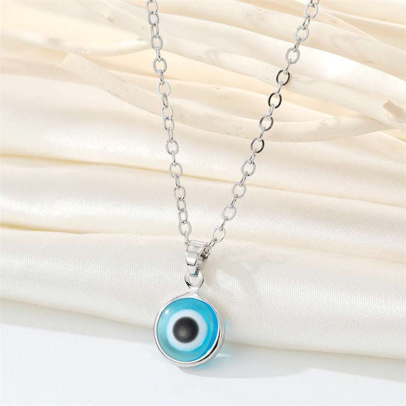 Vintage Evil Eye Resin Pendant Necklace - Unisex Turkish Design