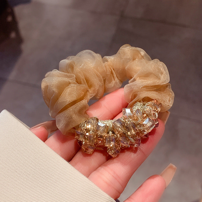 Elegant Organza Hair Tie with Crystal Accents