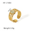 Basic Vintage Style Round Stainless Steel Plating Inlay Natural Stone 18K Gold Plated Open Rings