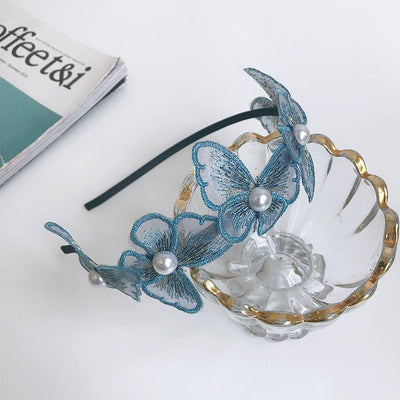 Fashion Butterfly Lace Inlay Pearl Hairband