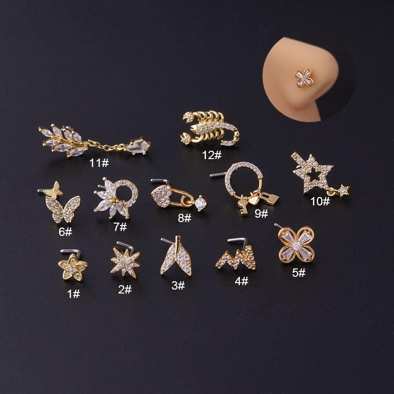 Nose Rings & Studs Fashion Geometric 316L Stainless Steel  Copper Plating