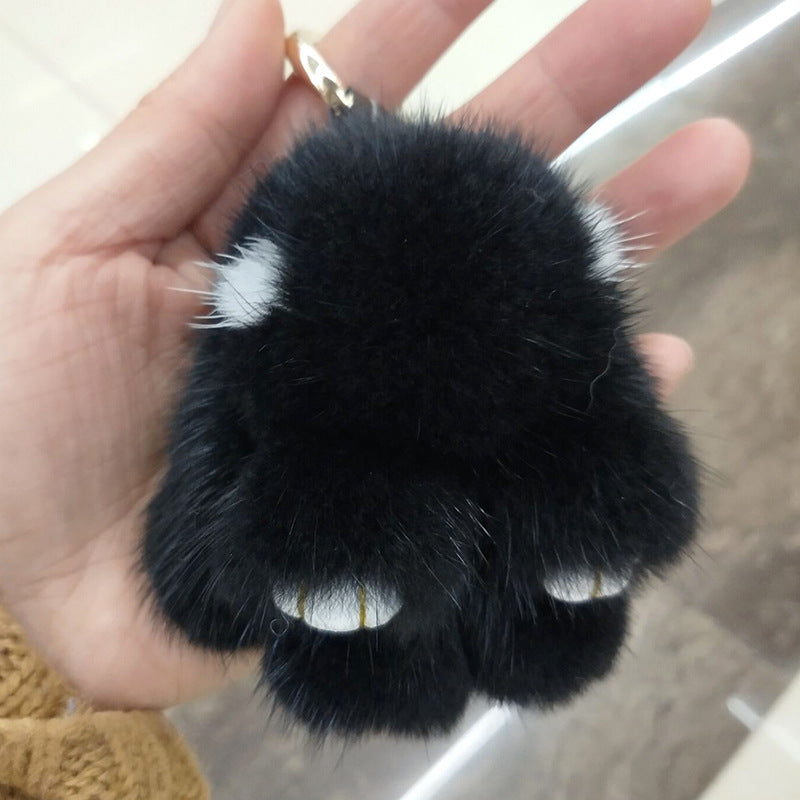 Simple Rabbit Fur Plush Keychain Accessory