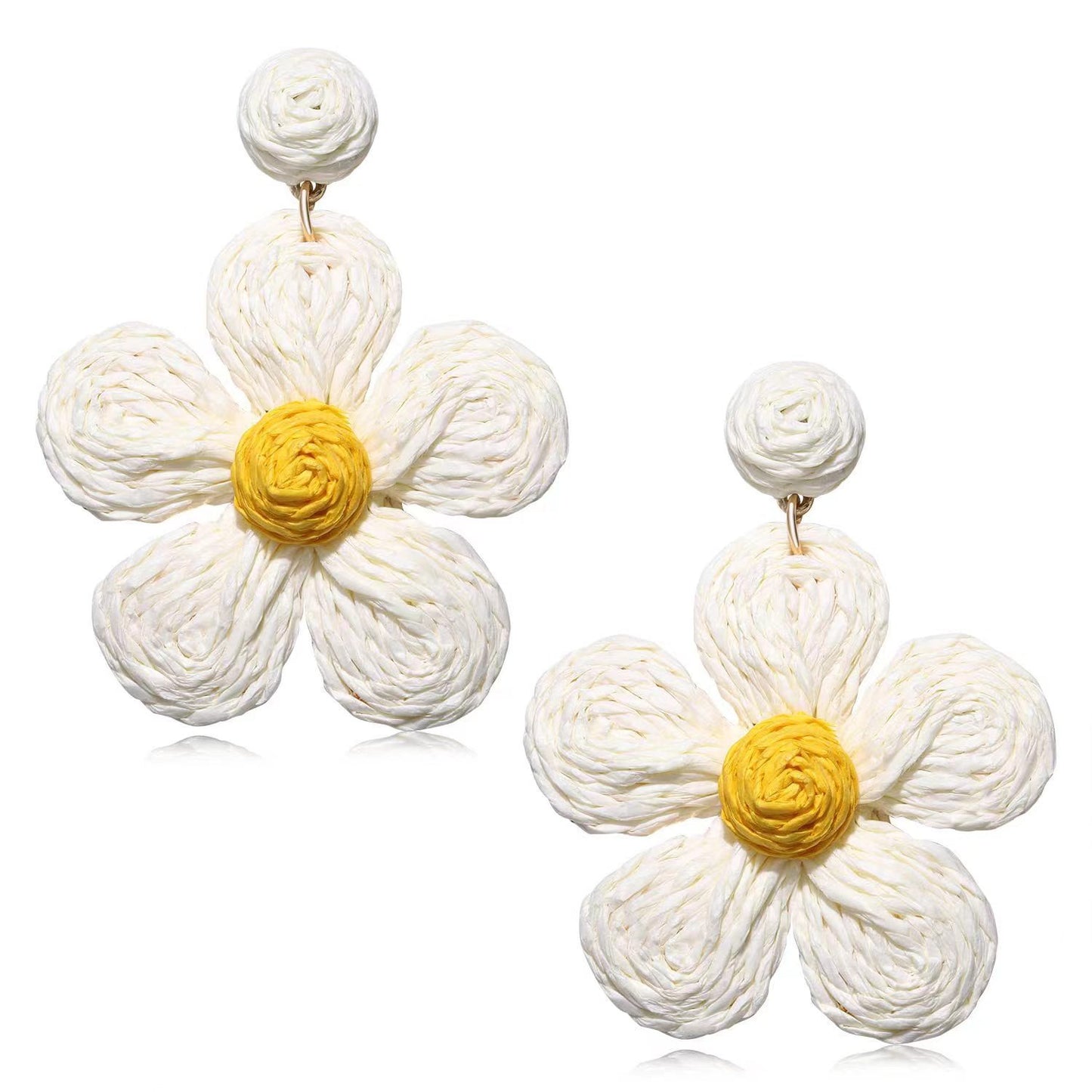 Vacation Flower Raffia Handmade Women'S Drop Earrings