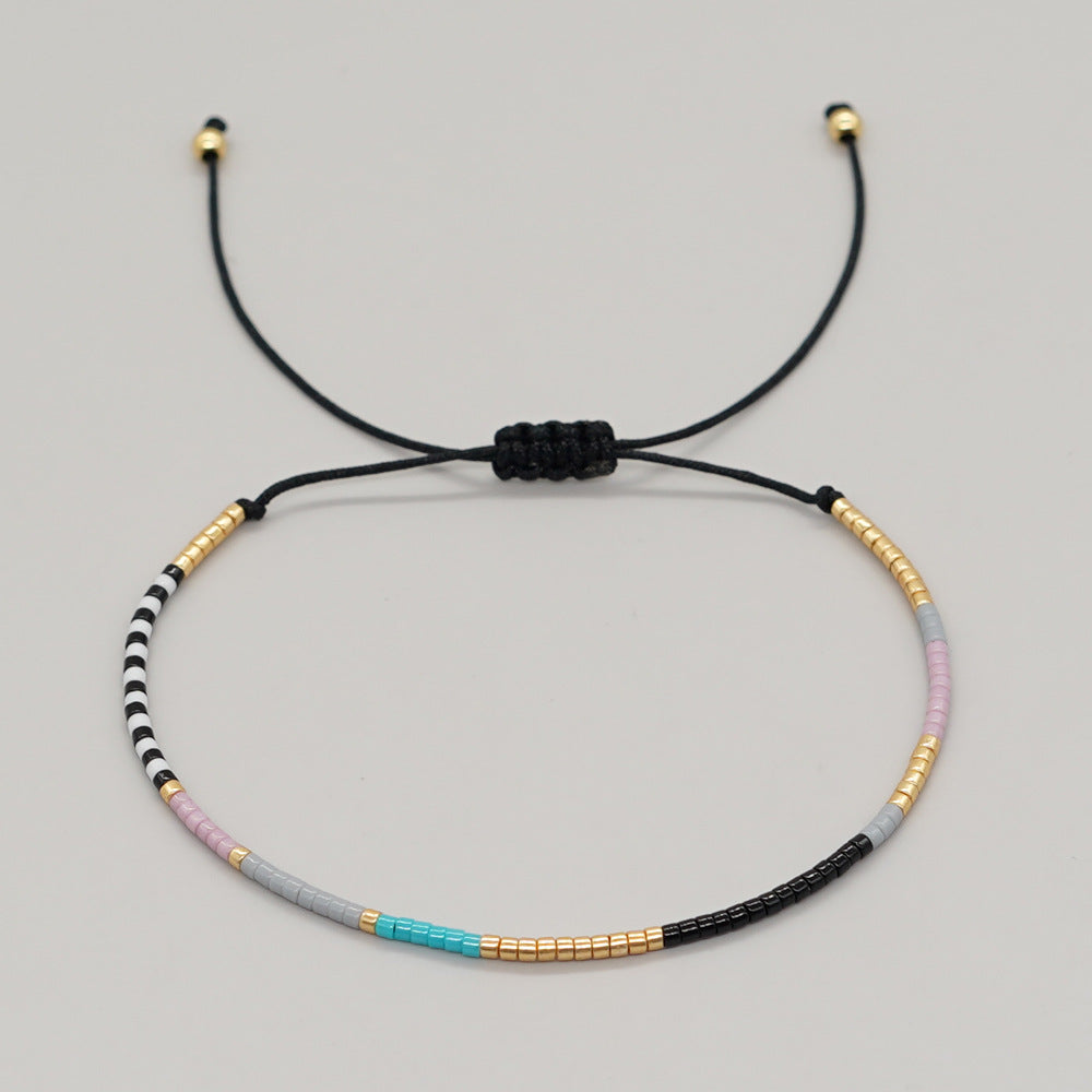 Simple Geometric Colorful Miyuki Glass Beaded Stainless Steel Bracelet