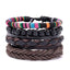 Bohemian Multicolor Beaded Leather Braided Unisex Bracelet Set