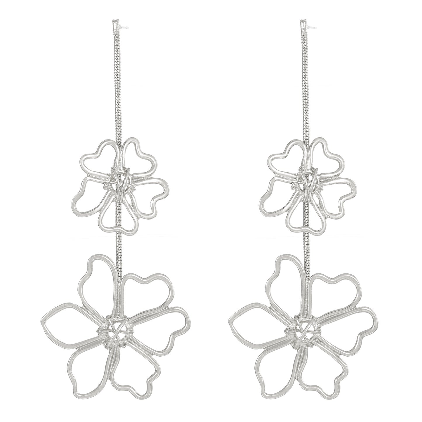 "Elegant Leaf and Flower Design Alloy Drop Earrings - Retro Fashion Statement Jewelry"
