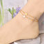 Elegant Heart & Butterfly 18K Gold Plated Stainless Steel Anklet with Rhinestones and Shell