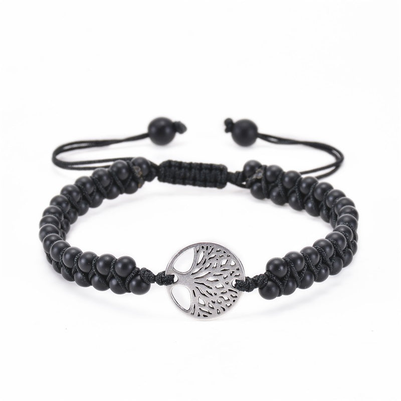 Casual Natural Stone Double Layer Tree of Life Yoga Bracelets