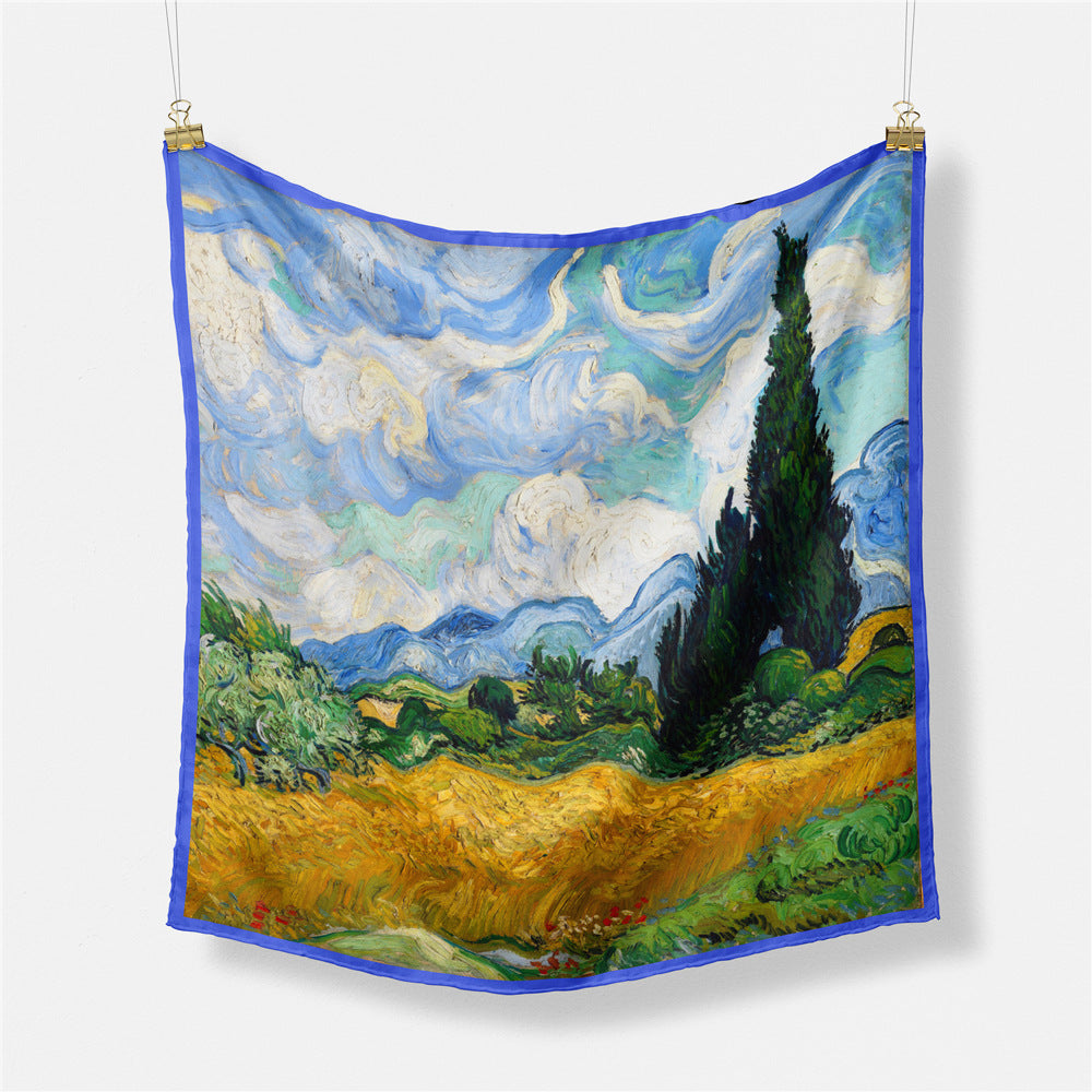 Van Gogh Sunflower Twill Silk Square Scarf