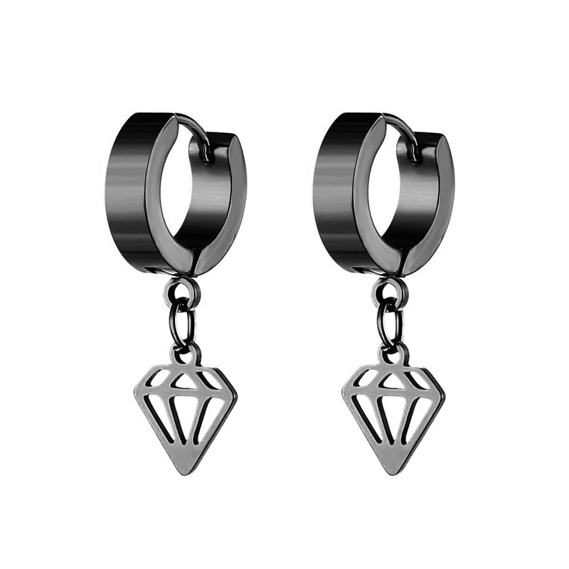 Geometric Stainless Steel Hollow Drop Earrings Ear Clips