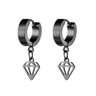 Geometric Stainless Steel Hollow Drop Earrings Ear Clips