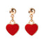 Fashion Valentine's Day Alloy Drip Oil Heart Shaped Earrings Wholesale