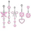 Shiny Heart & Butterfly Bow Zircon Inlaid Navel Rings - Stainless Steel & Copper