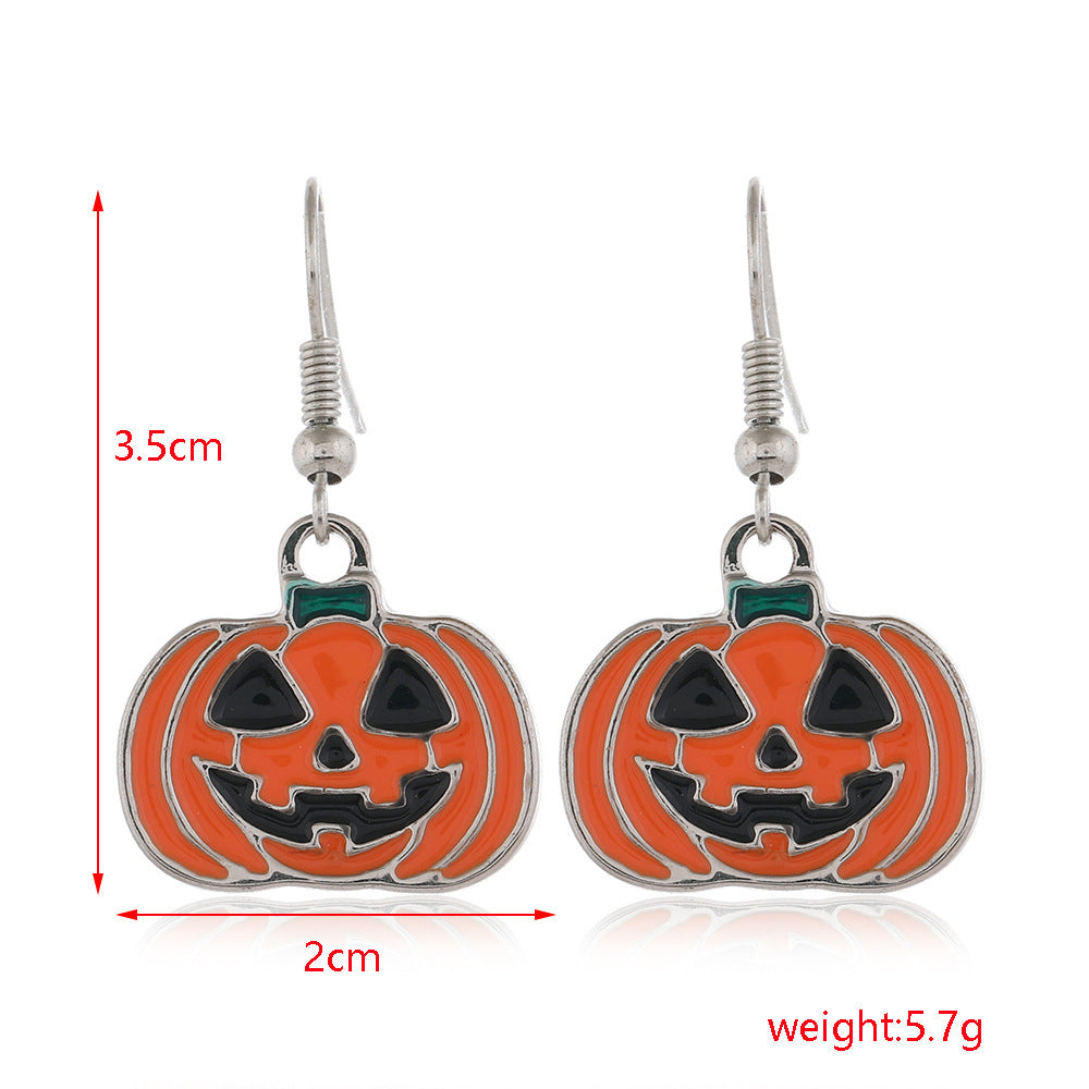 Halloween Skull Spider Pumpkin Alloy Earrings Set