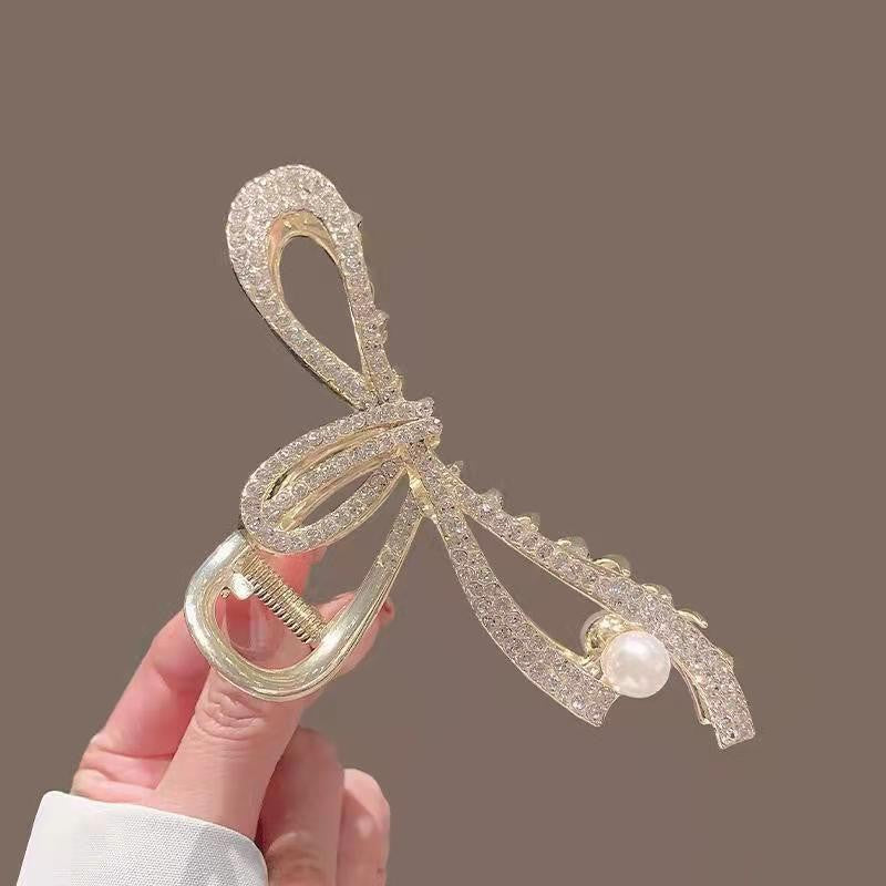 Women's Floral Rhinestone Pearl Hair Claw Clip