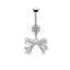 Elegant Bow Knot Belly Ring - 316 Stainless Steel with Rhinestones and Gold Plating