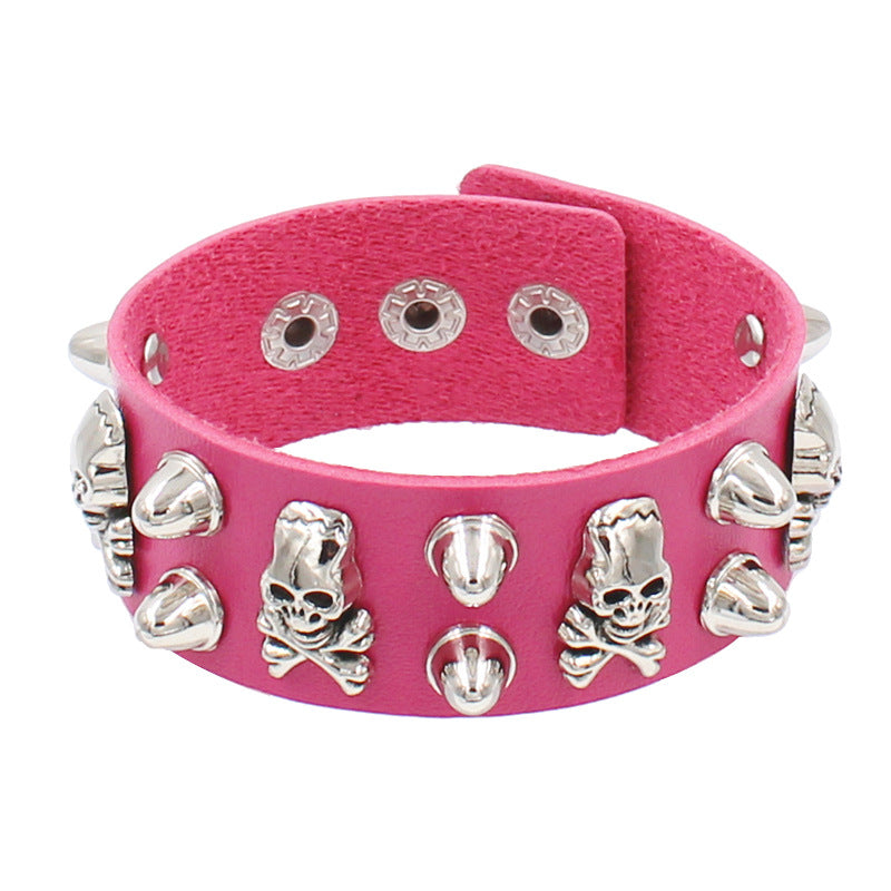 Punk Skull Multi-Layer Leather Rivet Bracelet