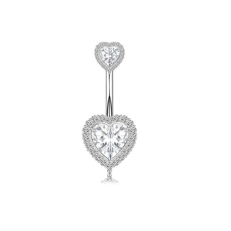 1 Piece Heart & Butterfly Zircon Inlay Stainless Steel Belly Ring Set