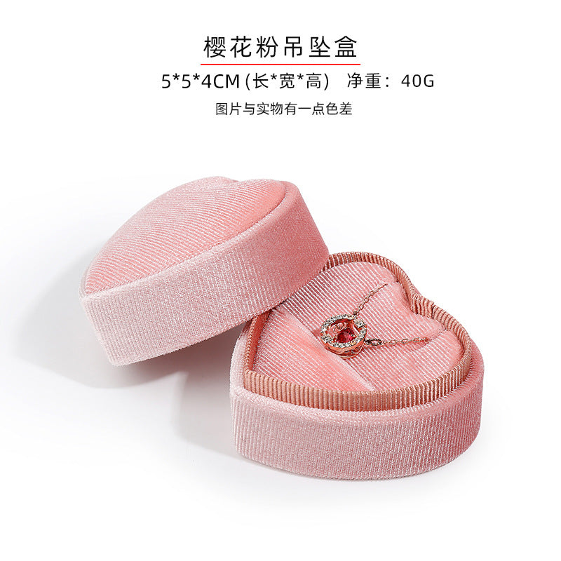 Simple Heart Shape Flannel Jewelry Box for Rings and Pendants